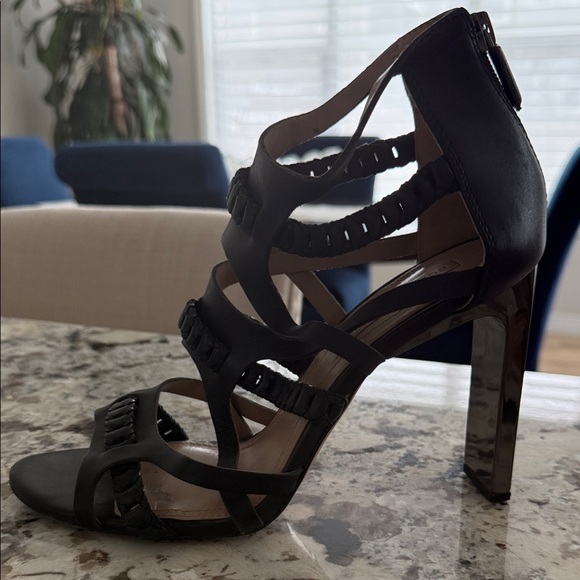 BCBG Elegant Black Strappy Heels - Picture 1 of 3